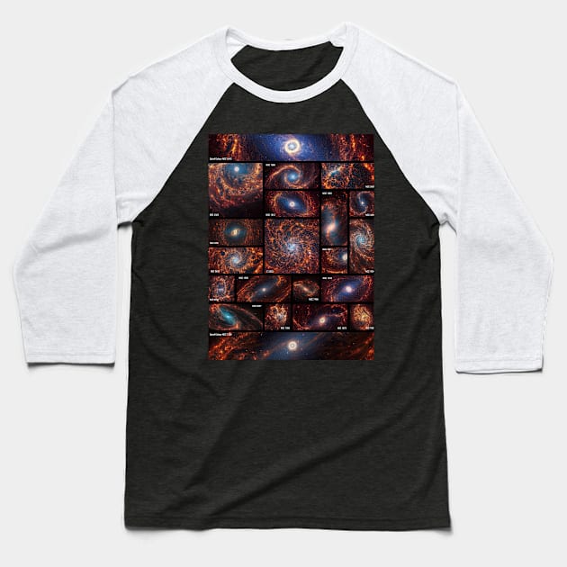 JWST 19+2 Spiral Galaxies Baseball T-Shirt by Synthwave1950